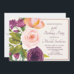 Purple Blush Pink Floral Cream 90th Birthday<br><div class="desc">Elegant botanical purple and blush pink watercolor floral 90th birthday party invitation for women. Contact us for help with customisation or to request matching products.</div>