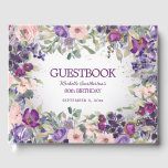 Purple Blush Pink Floral Custom 80th Birthday Guest Book<br><div class="desc">Elegant purple and blush pink watercolor floral 80th birthday party invitation for women. Text is fully customisable,  so design this guestbook for anyone of any age. Contact me for assistance with your customisations or to request additional Zazzle products for your party.</div>