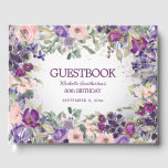 Purple Blush Pink Floral Custom 80th Birthday Guest Book<br><div class="desc">Elegant purple and blush pink watercolor floral 80th birthday party invitation for women. Text is fully customisable,  so design this guestbook for anyone of any age. Contact me for assistance with your customisations or to request additional Zazzle products for your party.</div>