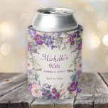 Purple Blush Pink Floral Foliage 90th Birthday<br><div class="desc">Elegant and artistic blush pink and purple watercolor floral and foliage 90th birthday party can cooler. Text is fully customisable.  Contact me for assistance with your customisations or to request additional Zazzle products for your party.</div>