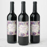 Purple Blush Pink Floral Foliage 90th Birthday Wine Label<br><div class="desc">Elegant and artistic blush pink and purple watercolor floral and foliage 90th birthday party wine bottle labels. Text is fully customisable.  Contact me for assistance with your customisations or to request additional Zazzle products for your party.</div>