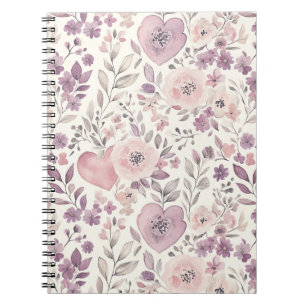Purple Blush Pink Flowers Notebook