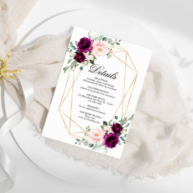 Purple & Blush Pink Rose Wedding Details Enclosure (Creator Uploaded)