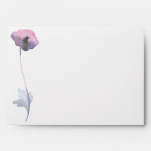 Purple blush poppy watercolor envelope