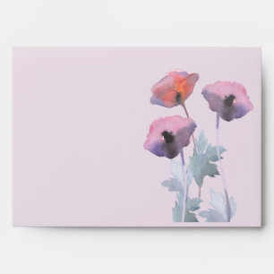 Purple blush poppy watercolor envelope