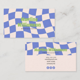 Purple blush Retro groovy business card