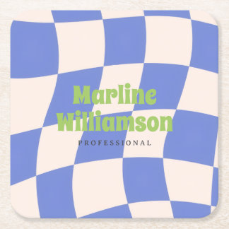 Purple blush Retro groovy business  Square Paper Coaster