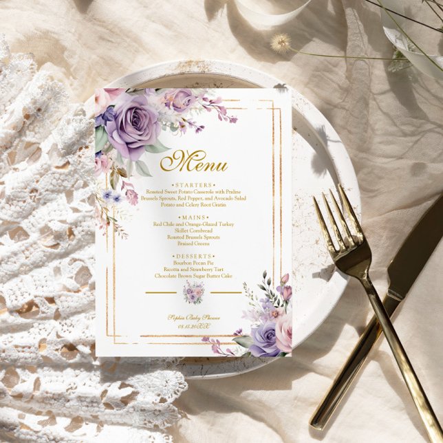 Purple & Blush Rose Baby Shower Menu (Creator Uploaded)