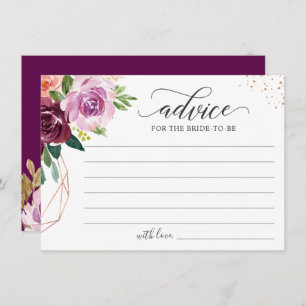 Purple Blush Rose Gold Floral Elegant Words of Advice Card