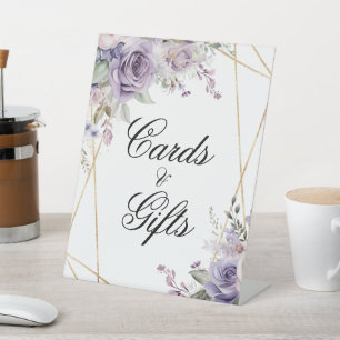 Purple & Blush Rose Shower Cards & Gifts Sign