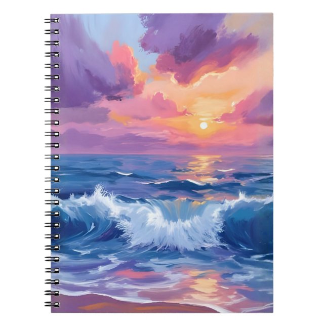 Purple Blush Sunset | Ocean Glimmer Watercolor Notebook (Front)