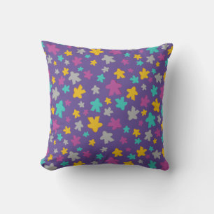 Purple Board Game Meeple Pattern Cushion
