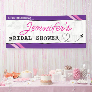 Purple Boarding Pass Bridal Shower Banner