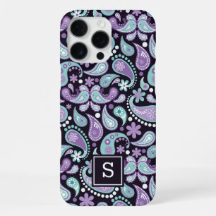 Purple Bohemian Paisley Cute Monogram iPhone 16 Pro Max Case