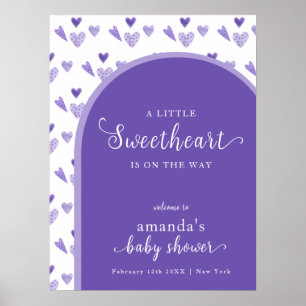 Purple Boho Arch Sweetheat Baby Shower Welcome Poster