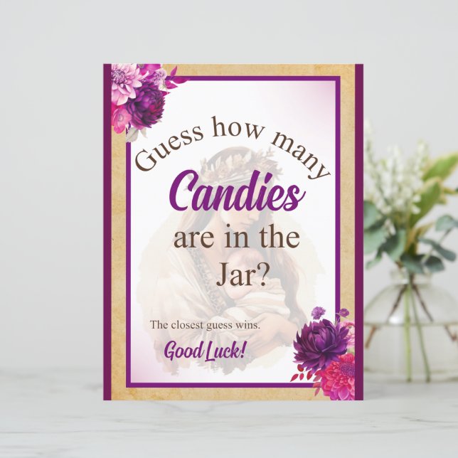 Purple Boho Baby Shower Candy Jar Game (Standing Front)