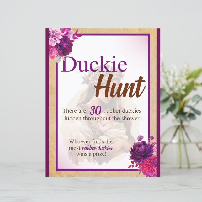Purple Boho Baby Shower Duck Hunt Game (Standing Front)