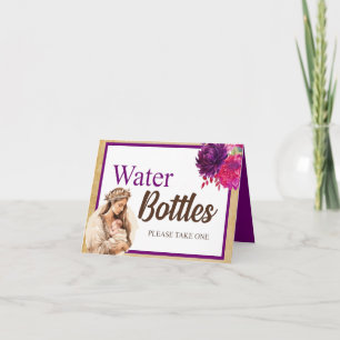 Purple Boho Baby Shower Water Bottle Table Card