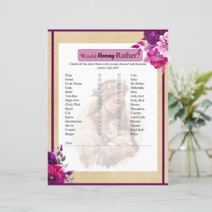 Purple Boho Baby Shower Would Mummy Rather Game