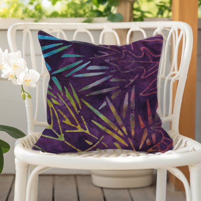 Purple Boho Batik Foliage Pattern Cushion (Creator Uploaded)