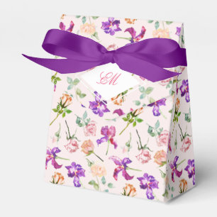 Purple Boho Botanical Romance Monogram Wedding Favour Box
