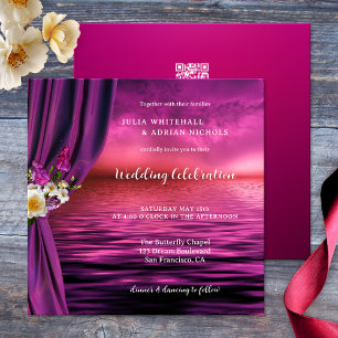 Purple Boho Chic Butterfly All-in-one Wedding Invitation