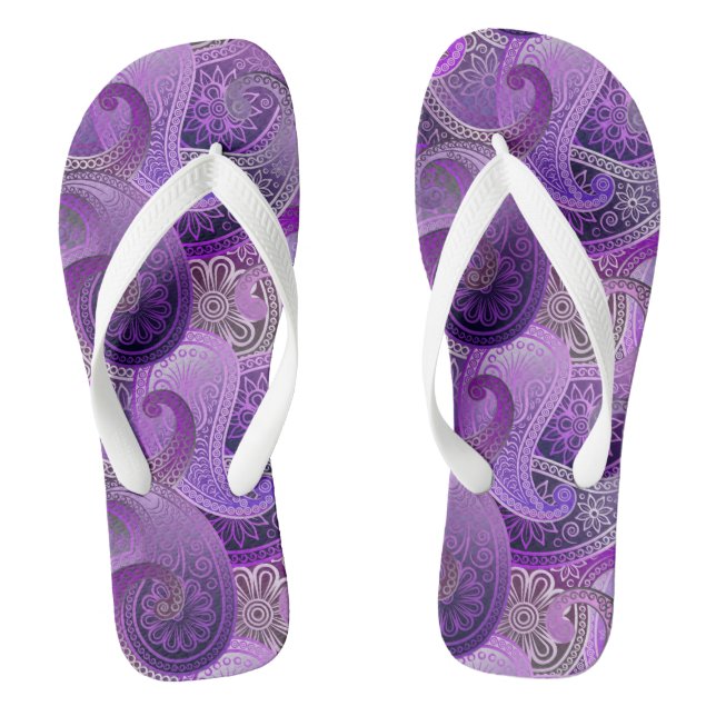 Purple Boho Damask Pattern Jandals (Footbed)