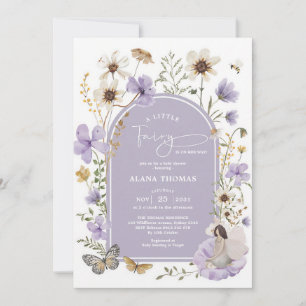 Purple Boho Fairy Wildflower Girl Baby Shower Invitation
