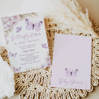 Purple Boho Floral Butterfly Kisses Baby Shower