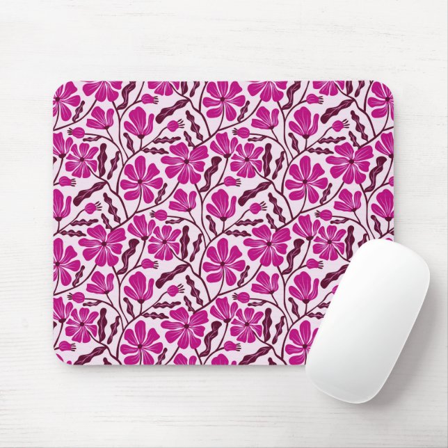 Purple Boho Floral Pattern Mouse Pad (With Mouse)