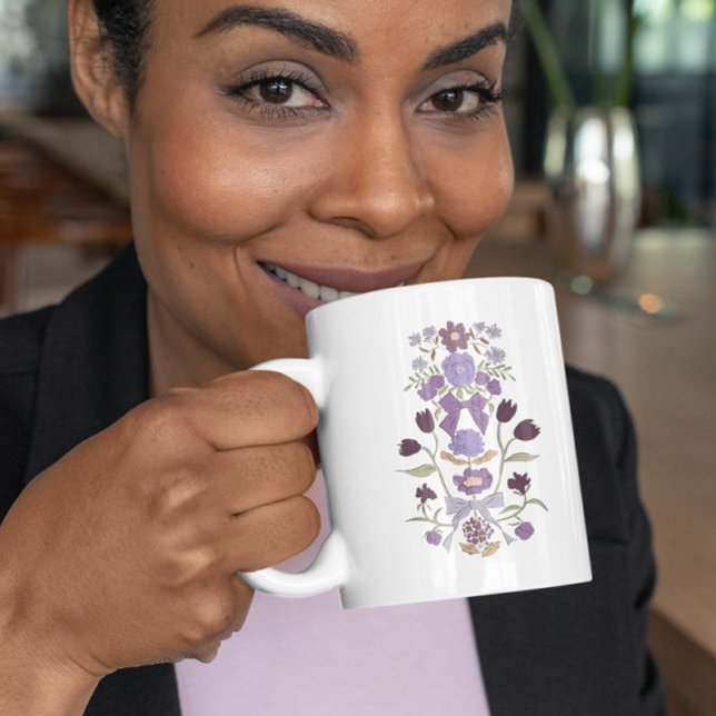 Purple Boho Floral Ribbon Coffee Mug (Creator Uploaded)