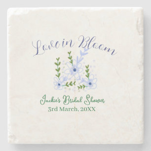 Purple boho love in Bloom bridal shower name retro Stone Coaster