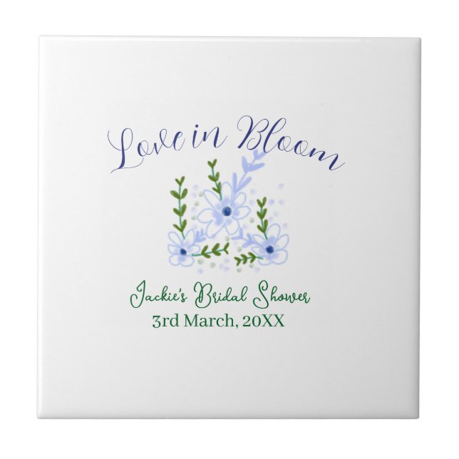 Purple boho love in Bloom bridal shower name retro Tile (Front)