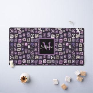 Purple Boho Monogram Name Desk Mat