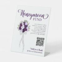 Purple Boho Roses Bouquet Honeymoon Fund QR Code