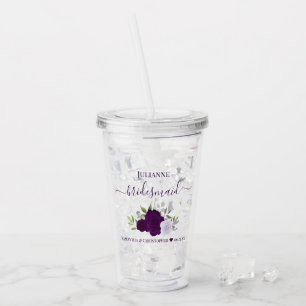 Purple Boho Roses Elegant Bridesmaid Wedding Acrylic Tumbler