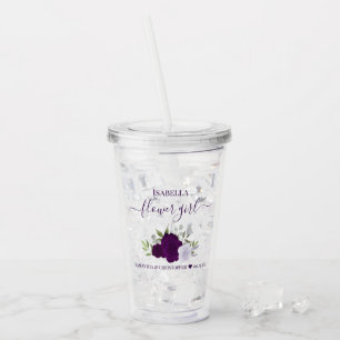 Purple Boho Roses Elegant Flower Girl Wedding Acrylic Tumbler