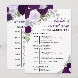Purple Boho Roses Wedding Events & Timeline Programme