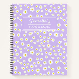 Purple Boho Spring Daisies Pattern Notebook