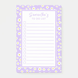Purple Boho Spring Daisies To Do List Post-it Notes
