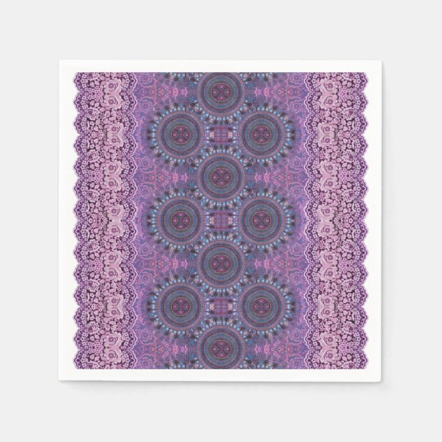 Purple Boho Style Paper Napkin (Front)
