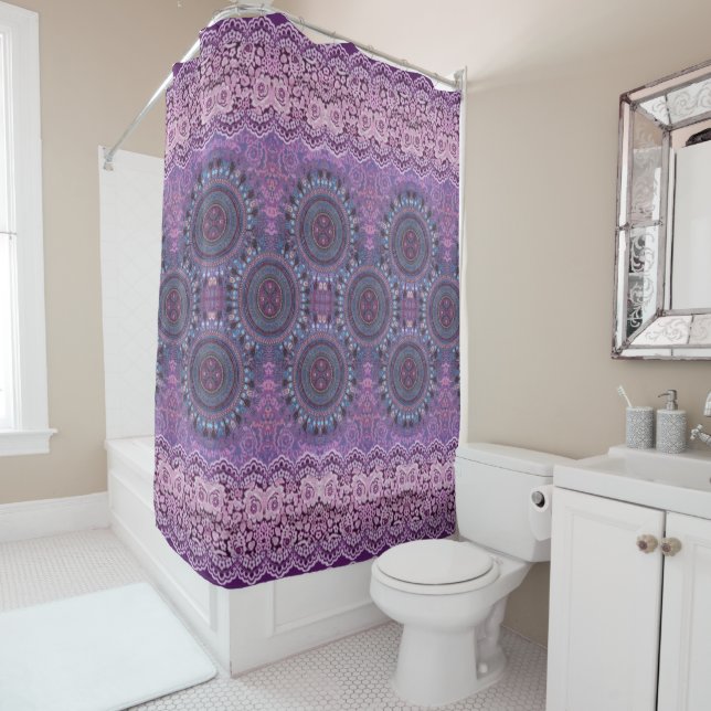 Purple Boho Style Shower Curtain (In Situ)