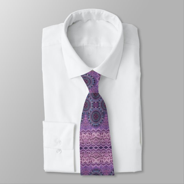 Purple Boho Style Tie (Tied)