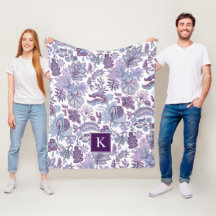 Purple Boho Vintage Floral Monogram