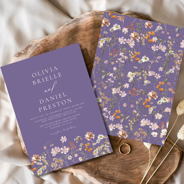 Purple Boho Wildflower Garden Wedding Invitation (Creator Uploaded)