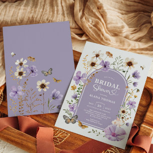 Purple Boho Wildflower Meadow Bridal Shower Invitation