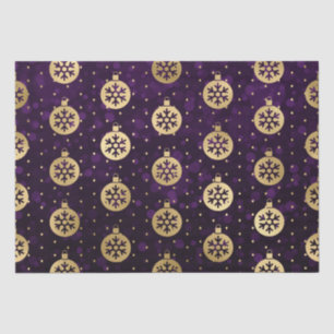 Purple Bokeh and Gold Foil Christmas Baubles Tissue Paper
