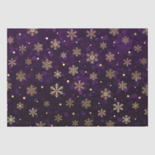 Purple Bokeh and Gold Foil Christmas Snowflakes Tissue Paper
