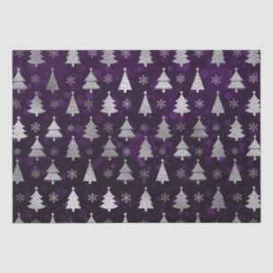 Purple Bokeh and Silver Foil Christmas Trees Tissue Paper