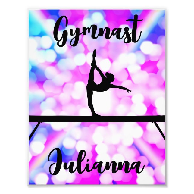 Purple Bokeh Blast Gymnastics Beam Personalised   Photo Print (Front)